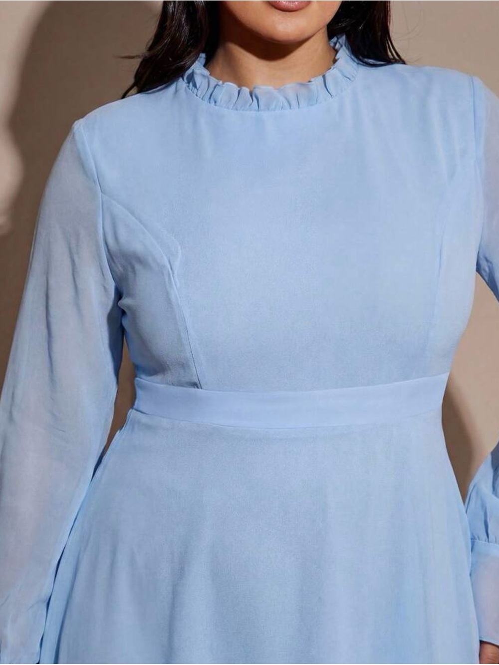 Sky Blue Ruffle Long Sleeve Maxi Dress 12 - Picture 4 of 6